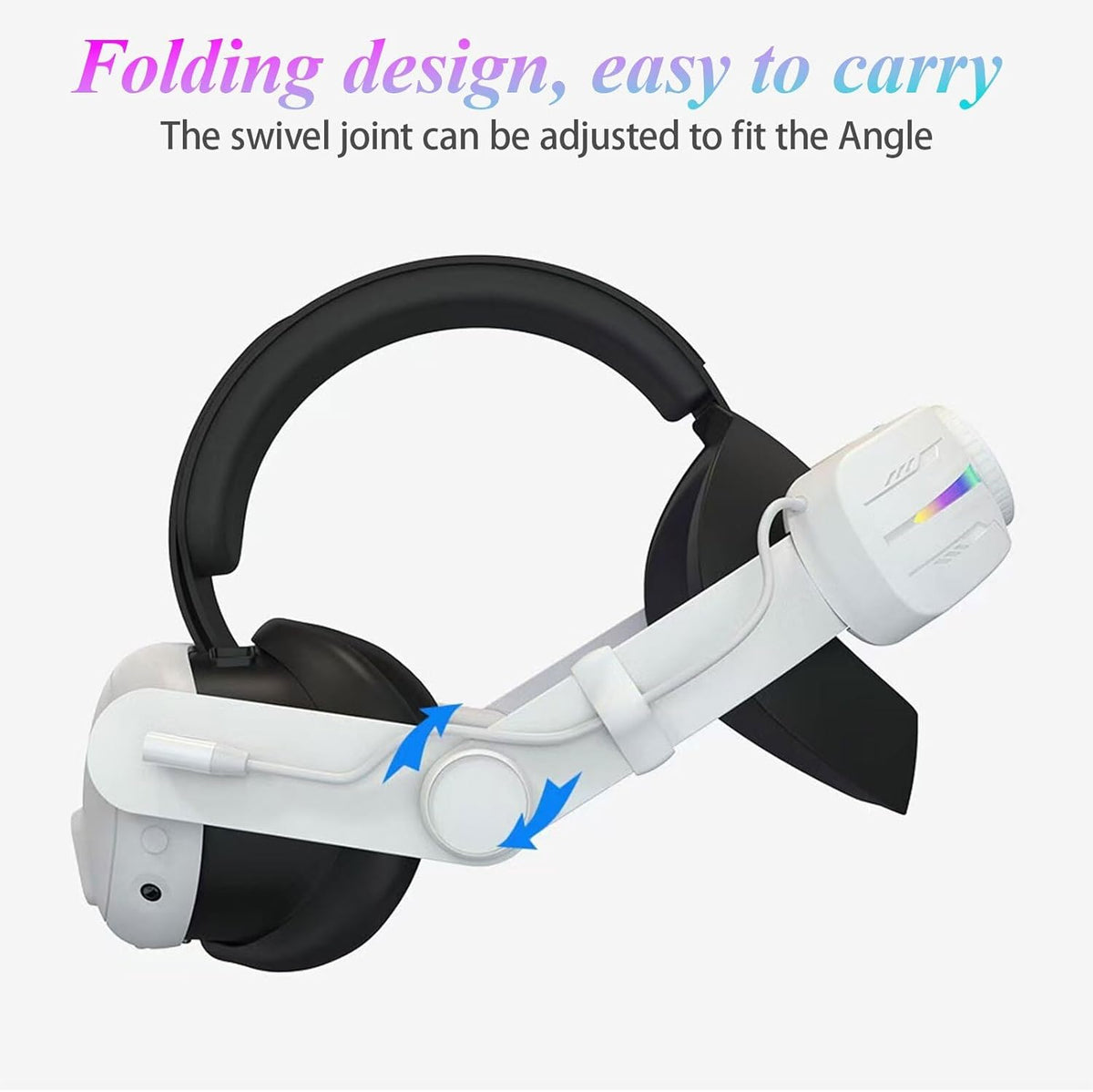 Crspexil Head Strap Battery Pack for Meta Quest 3， with Extended 12000mah Battery Pack，with RGB Light(Compatible with Meta Quest 3S) - PuriLite