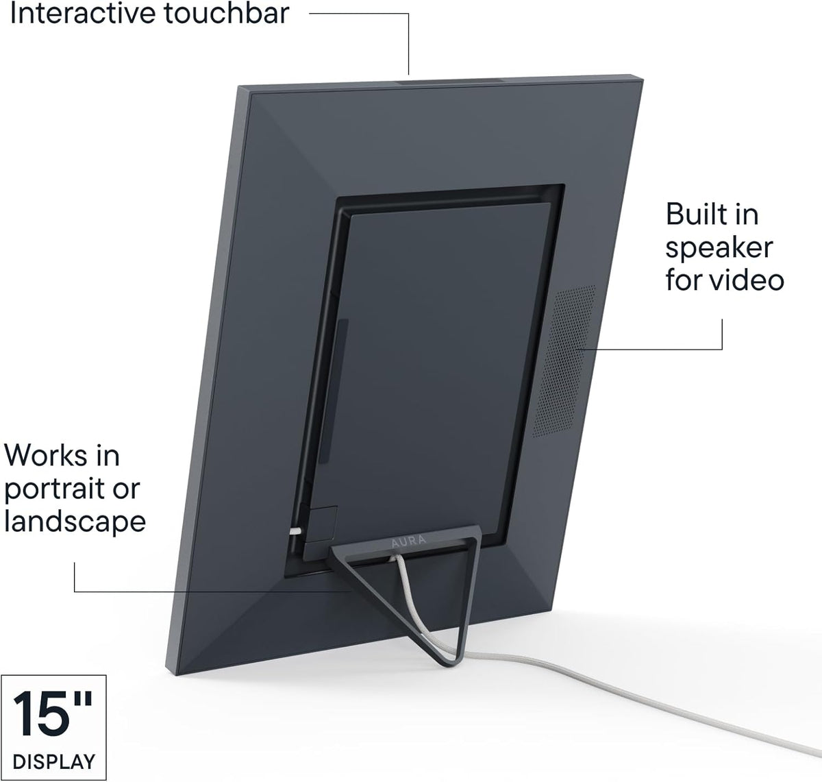 Aura Aspen 12" Digital Photo Frame - Black with Paper Mat - PuriLite