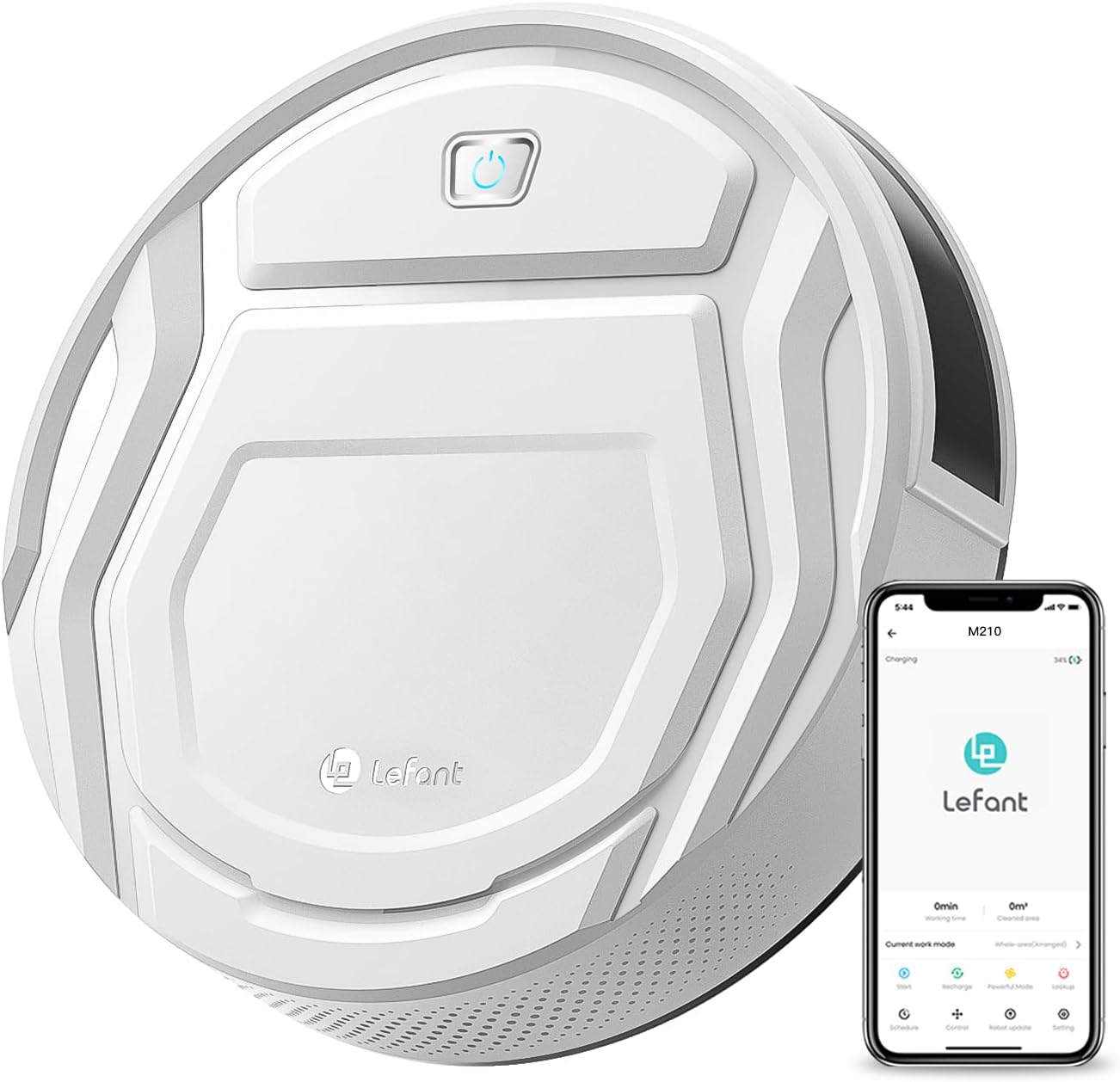 Lefant Robot Vacuums, 2200Pa Strong Suction, 120 Min Runtime, WiFi/App/Alexa Control, Self-Charging Robotic Vacuum Cleaner, Slim, Quiet, 6 Cleaning Modes Ideal for Pet Hair, Hard Floor (M210) - PuriLite