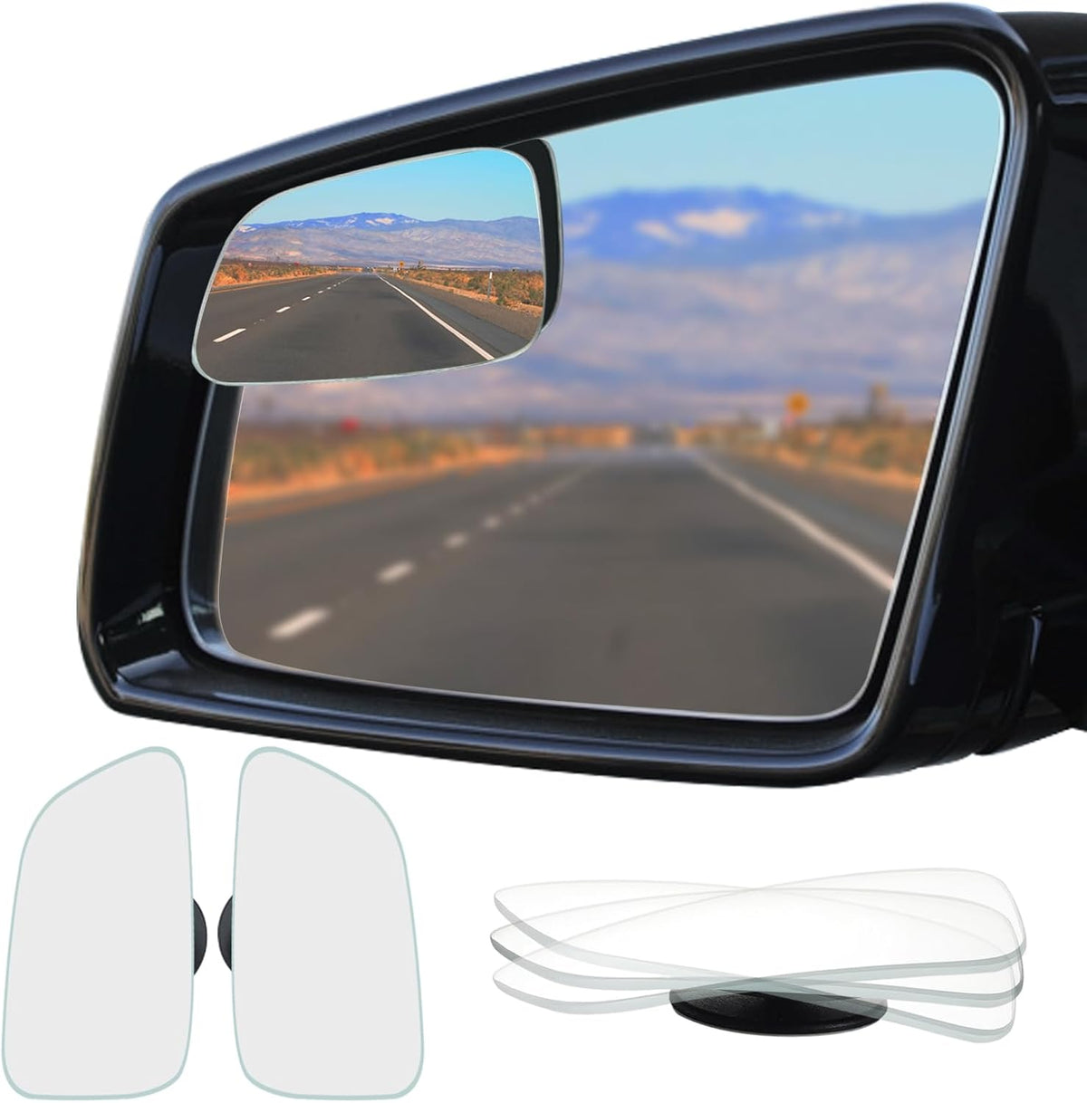 Ampper Blind Spot Mirror, 2" Round HD Glass Frameless Convex Rear View Mirror, Pack of 2 - PuriLite