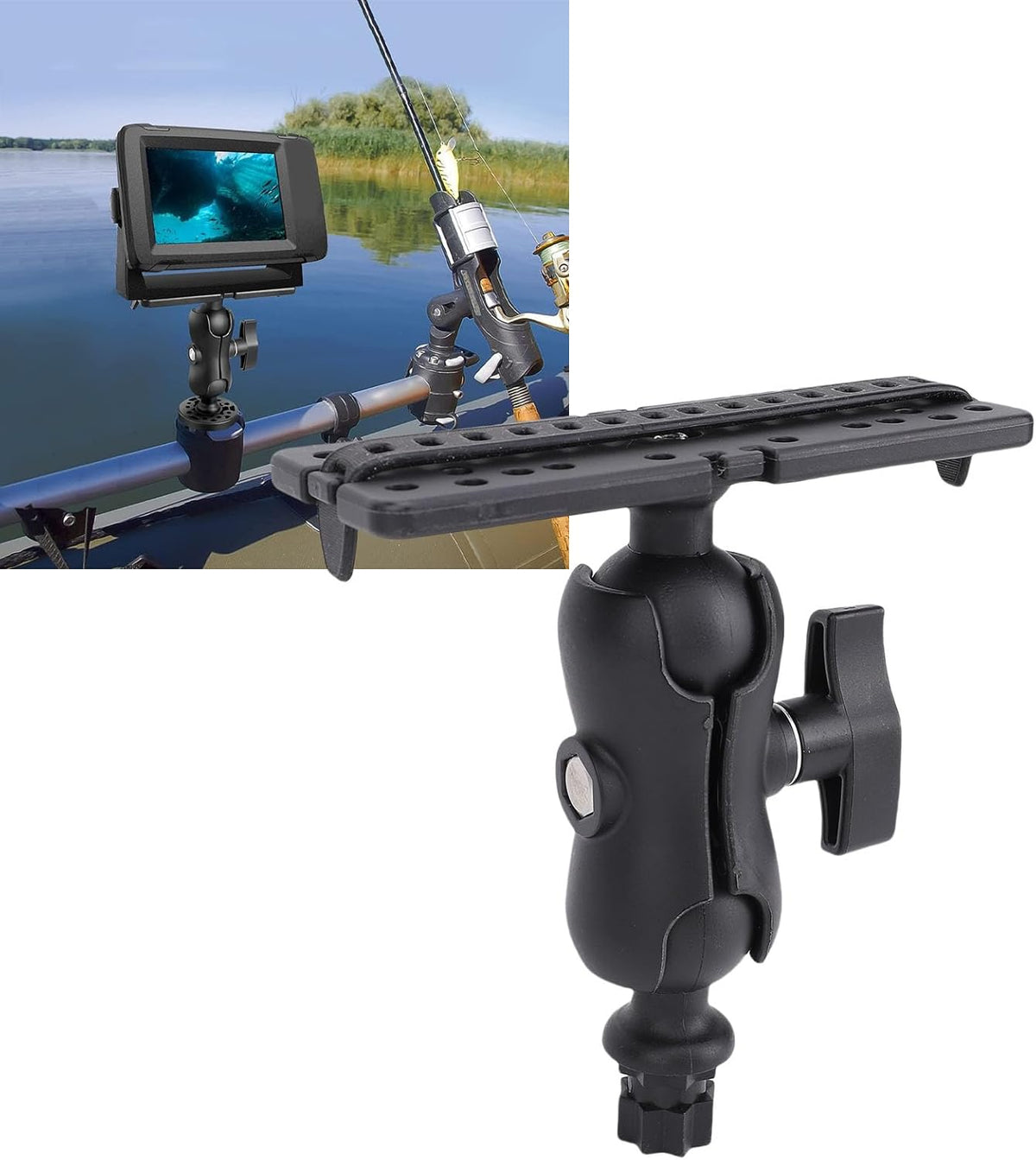 Fish Finder Mount Base, 360 Degree Rotating Fish Finder Bracket Universal Marine Electronic Holder ABS Mounting Plate for Kayaks and Boats - PuriLite