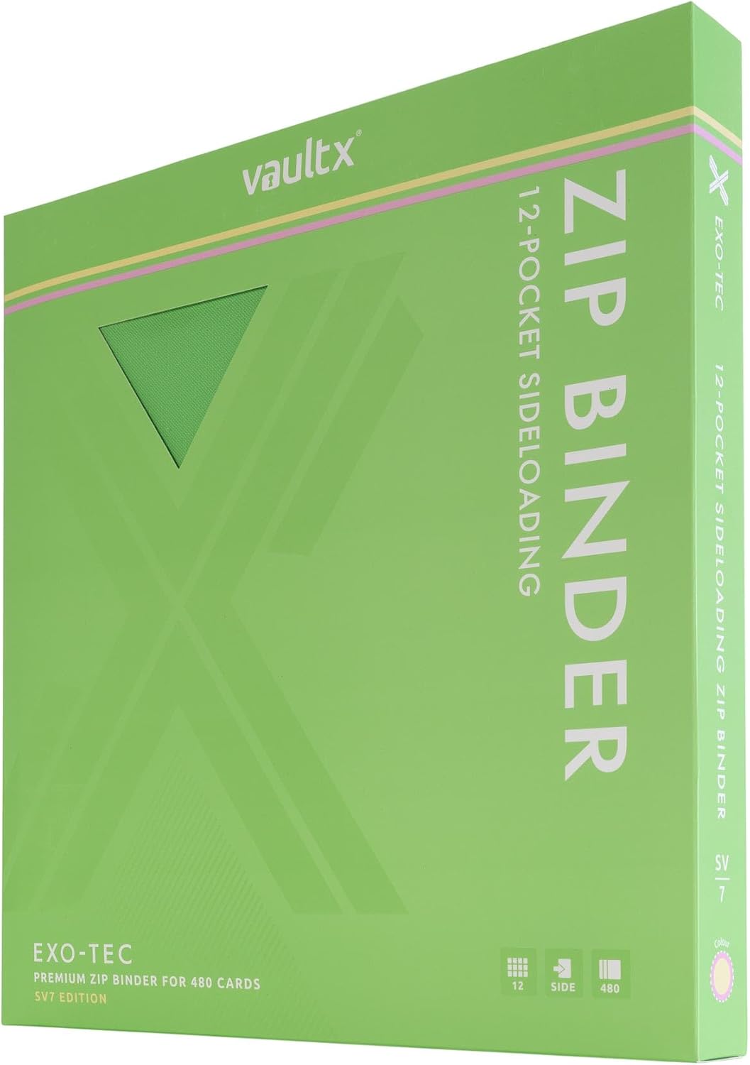 Vault X 12 Pocket Trading Card Zip Binder, 480 Cards, Compatible with Pokemon Scarlet & Violet Set, Exo-Tec Album Material, 20 Side-Loading Pages, Folder for Collectible TCG (SV1) - PuriLite