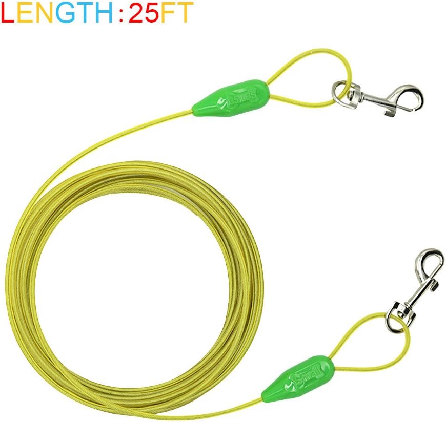 Petest 25ft Reflective Tie-Out Cable for Small Dogs Up to 35 Pounds - PuriLite