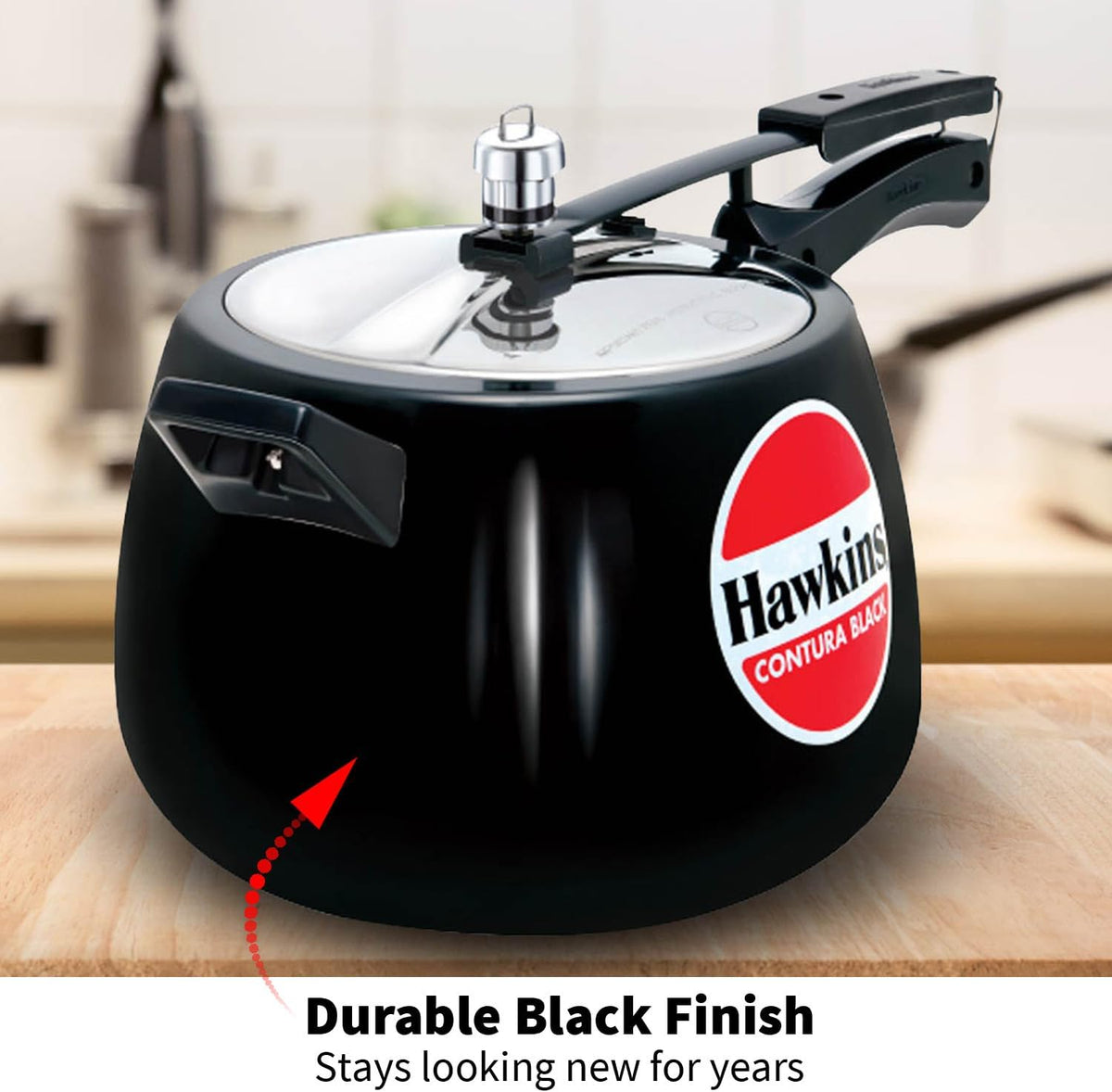Hawkins CB65 Hard Anodised Pressure Cooker, 6.5-Liter, Contura Black