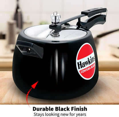 Hawkins CB65 Hard Anodised Pressure Cooker, 6.5-Liter, Contura Black