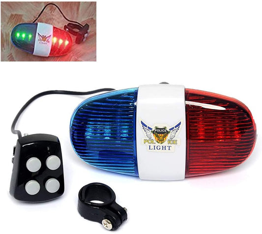 HaetFire Bicycle Police Sound Light Bike LED Light Electronic Horn Siren Horn, 6 LED Light 4 Sounds Trumpet Cycling Horn Bell Siren, Warning Safety Light Waterproof Bicycle Police Light - PuriLite