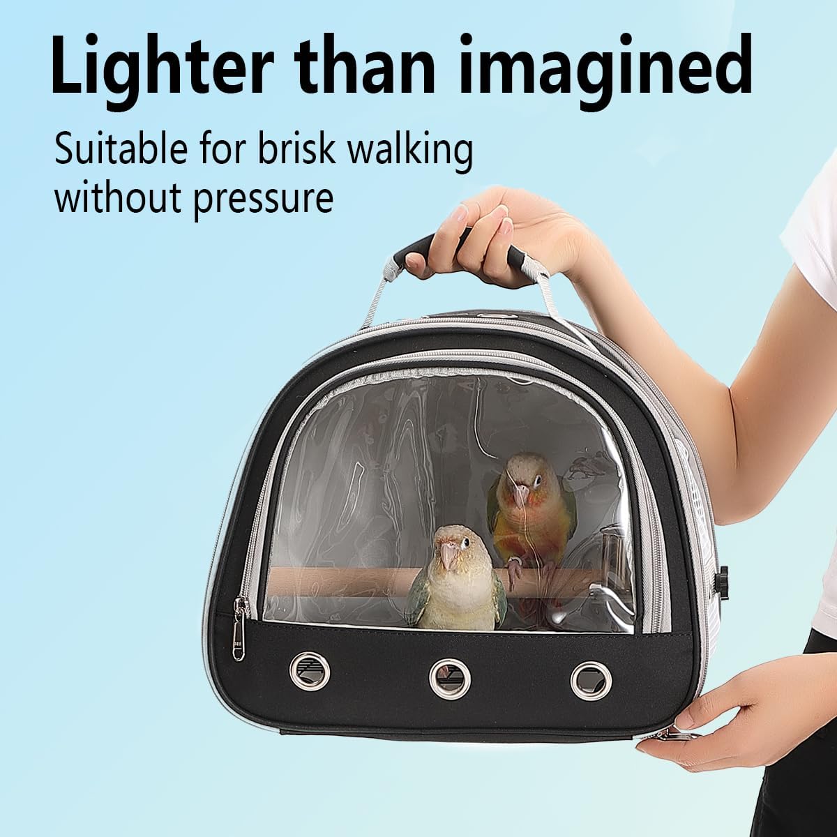 Bird Carrier,Bird Cage Parakeet Parrot Budgie Carrier Backpack for Small Birds, Travel Bird Cages with Perch, Transparent Ventilation Cockatiels, Pet Carrier for Outdoor Use(Yellow) (Black)