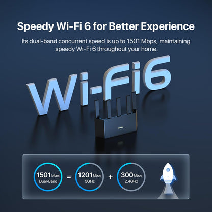 Tenda WiFi 6 Router Vertical AX1500 Smart WiFi Router with 4 Gigabit Ports Wireless Internet Router, WiFi+ Long Range Coverage, Support WPA3, IPv6, Parental Control Gaming Router(RX2LPro) - PuriLite