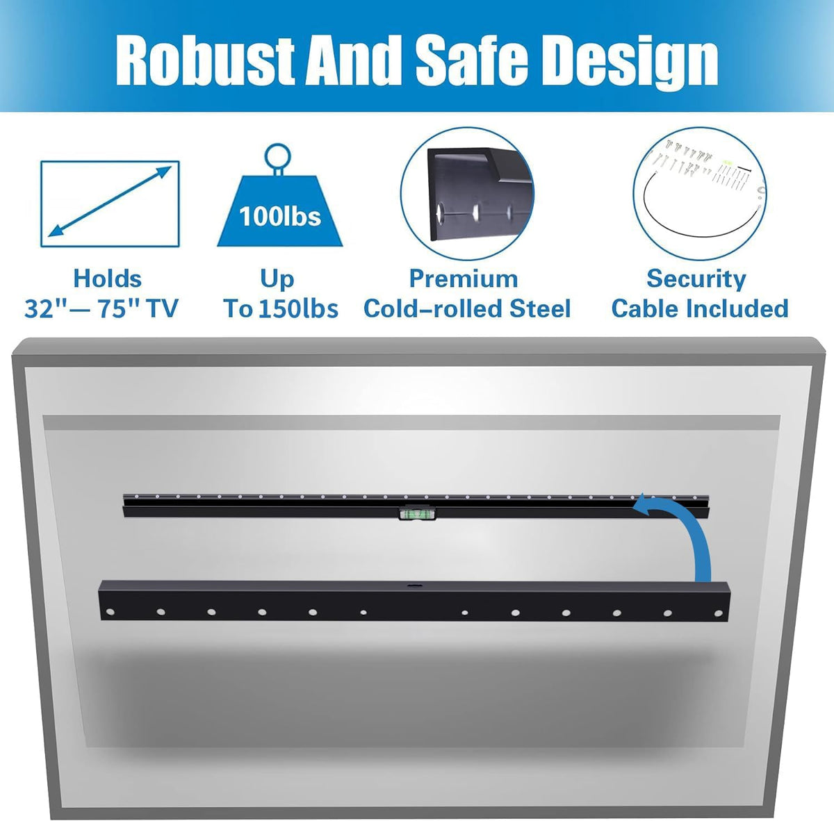 Studless Drywall TV Mount for 12-55 inch TVs, No Stud TV Wall Bracket Max VESA 400x400mm up to 100 lbs Universal Fits Most LED LCD Plasma Flat/Curved Screen TVs & Monitors - PuriLite