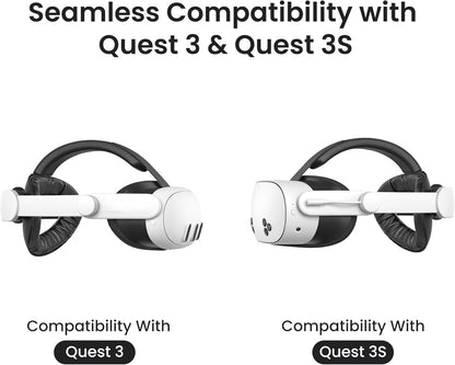 KIWI design K4 Boost Battery Head Strap for Meta Oculus Quest 3/3S, Adjustable VR Headband Accessories with Dual Charge, Extend Playtime & Reduce Facial Stress - PuriLite