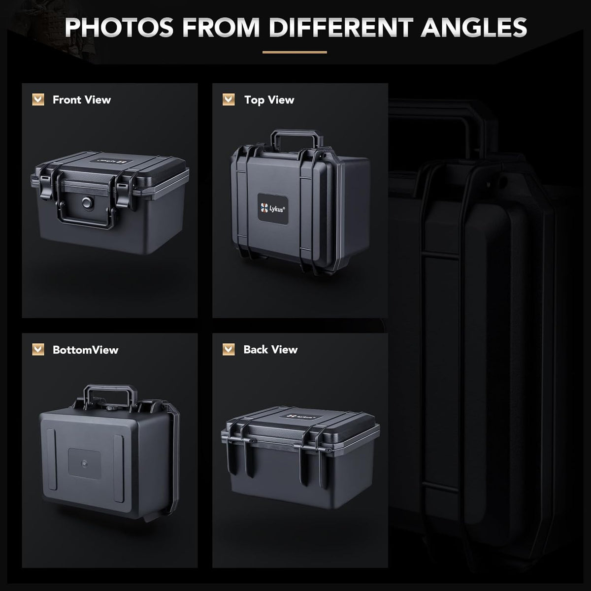 Lykus HC-2710 Portable Waterproof Hard Case with Foam, Camera Case with Customizable Fit Foam,Fit use of Drones,Camera, Equipments, Interior Size 27x16x8 cm - PuriLite