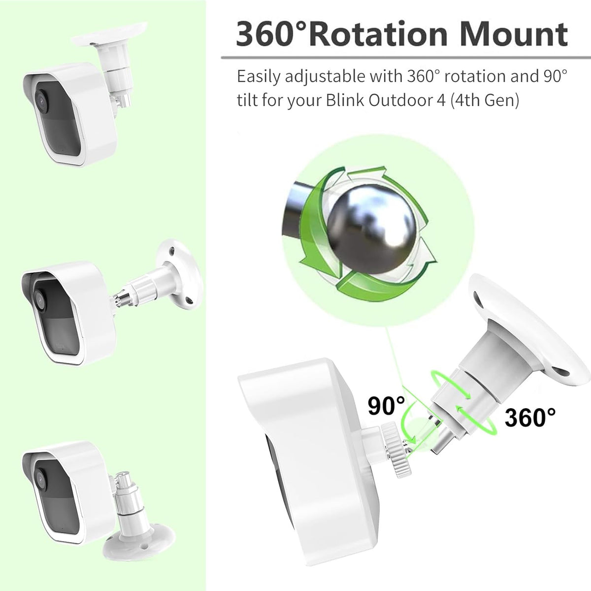 All-New Blink Outdoor 4 (4th Gen) Camera Mount, 3 Pack Protective Cover and 360 Degree Adjustable Mount with Blink Sync Module 2 Outlet Mount for Blink Camera Security System (Black) - PuriLite
