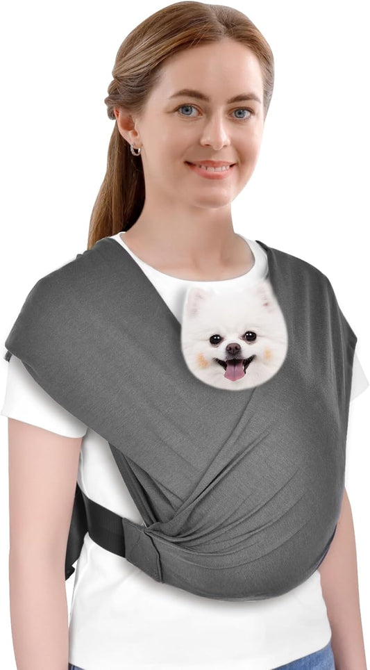 CUBY Swaddle Dog Sling Carrier for Small Dogs, Front Pet Sling Carrie Chest, Hands Free Adjustable Cat Slings Carrier Soft Cotton Reducing Pain Puppy SlingCarrier for Small Pets Up to 11lb (Grey) - PuriLite