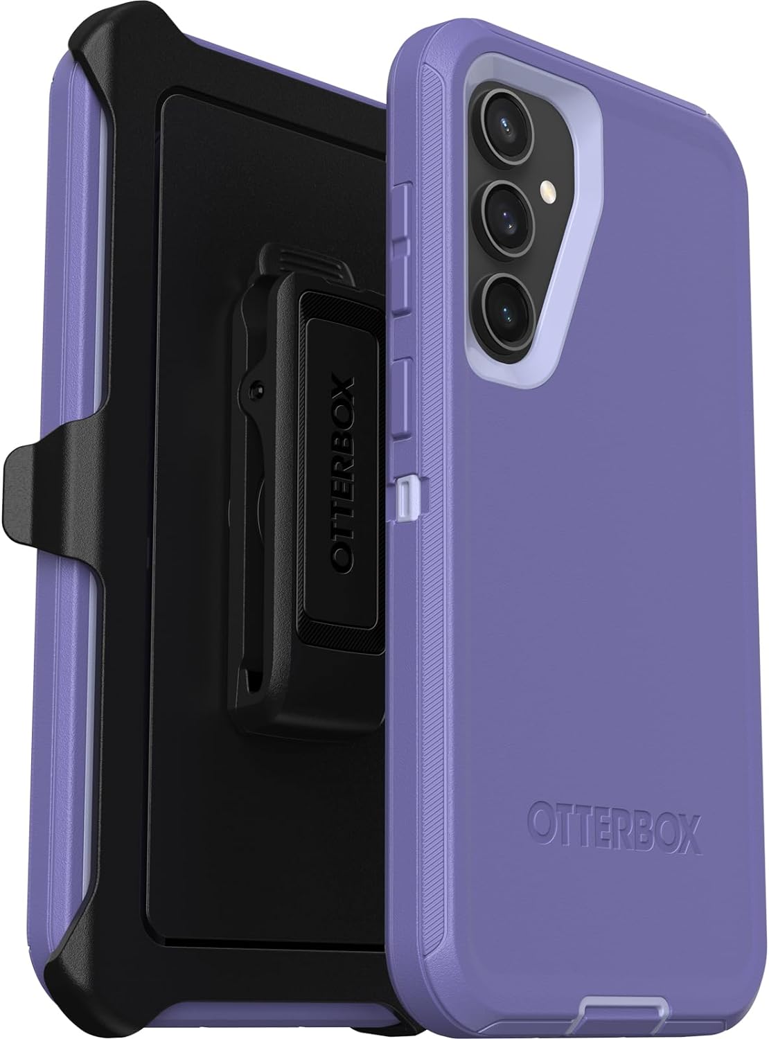 OtterBox Galaxy S23 FE Defender Series Case - Black, Rugged & Durable, with Port Protection, Includes Holster Clip Kickstand - PuriLite