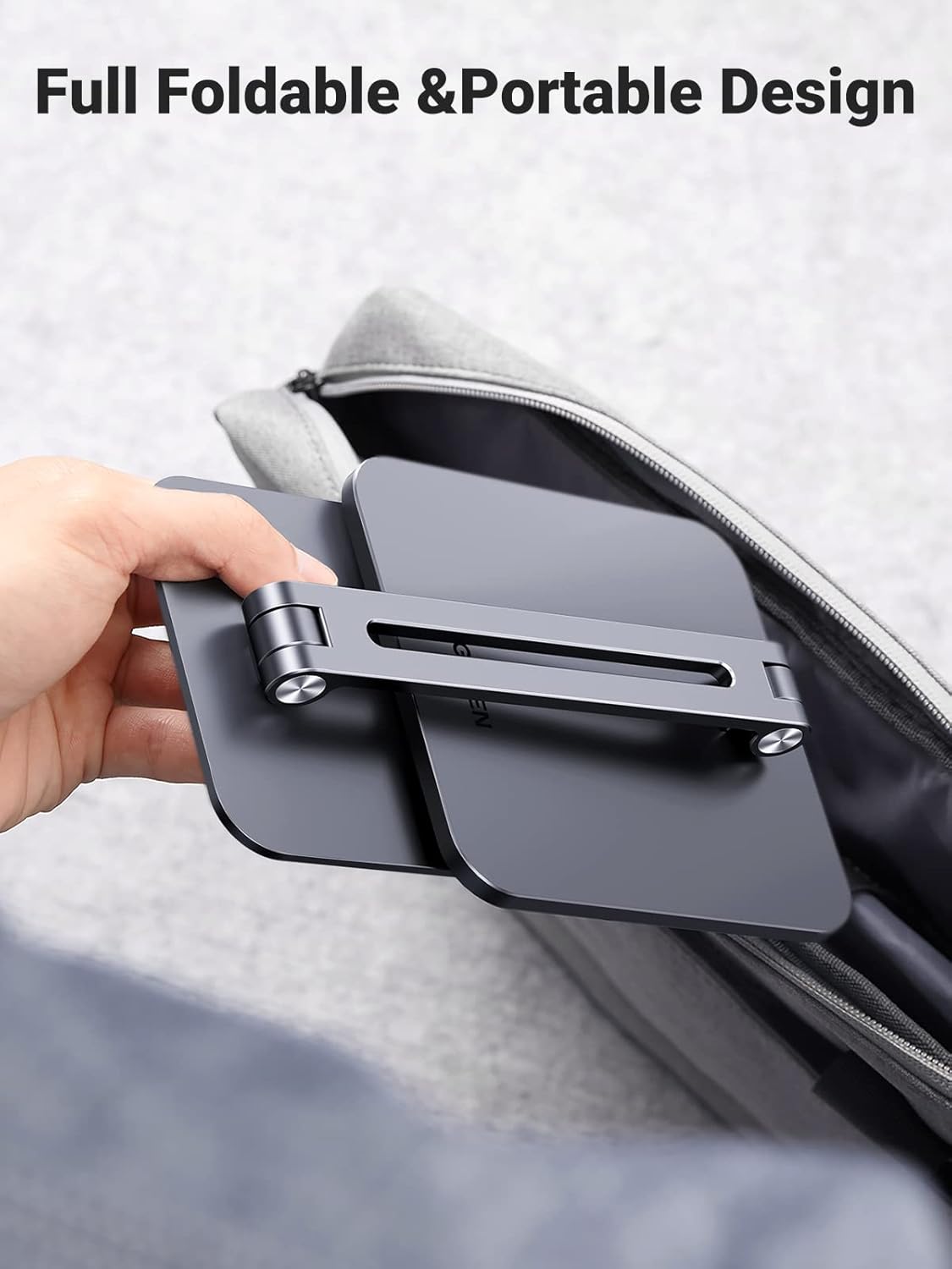 UGREEN Tablet Stand for Desk, Aluminum Stand for iPad Extended Height, Adjustable Foldable Portable Desktop Stand Holder for iPad Pro 12.9 11 9.7 10.5 iPad Air Mini Galaxy Surface iPhone 14 Pro, Grey - PuriLite