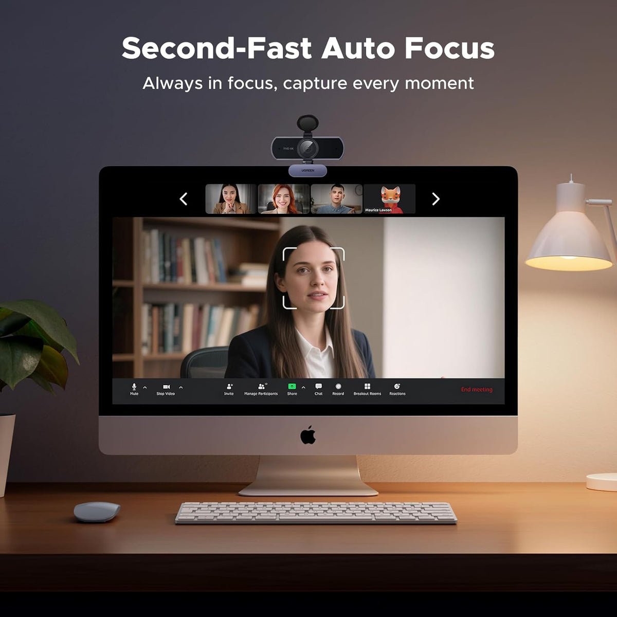 UGREEN 4K Webcam for PC Ultra HD 1080P 60FPS Web Camera with Microphone, Privacy Cover, 70° Fov, PDAF Autofocus, USB A and USB C Adapter, Plug & Play, for Streaming, Conference, Zoom - PuriLite