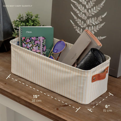 OrganiHaus Large Fabric Storage Baskets for Shelves 3 Pack, 15x11in Closet Storage Bins for Shelves, Cloth Baskets, Fabric Storage Cubes, Linen Closet Organizers, Fabric Basket, White Basket - PuriLite