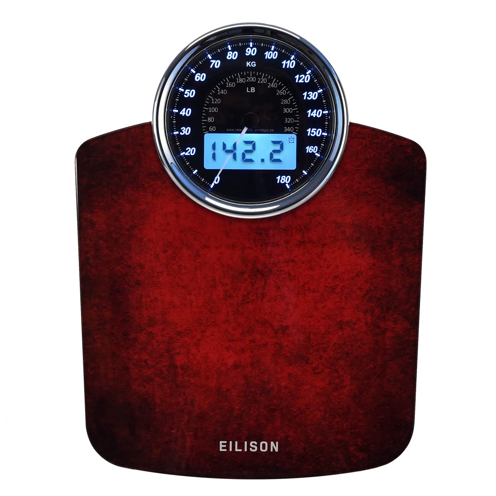 EILISON Highly Advance 2-in-1 Digital & Analog Weighing Scale for Body Weight-400lbs, 4 High Precison GX Sensor Accurate, Thick Tempered Glass, Extra Large Display (White) - PuriLite