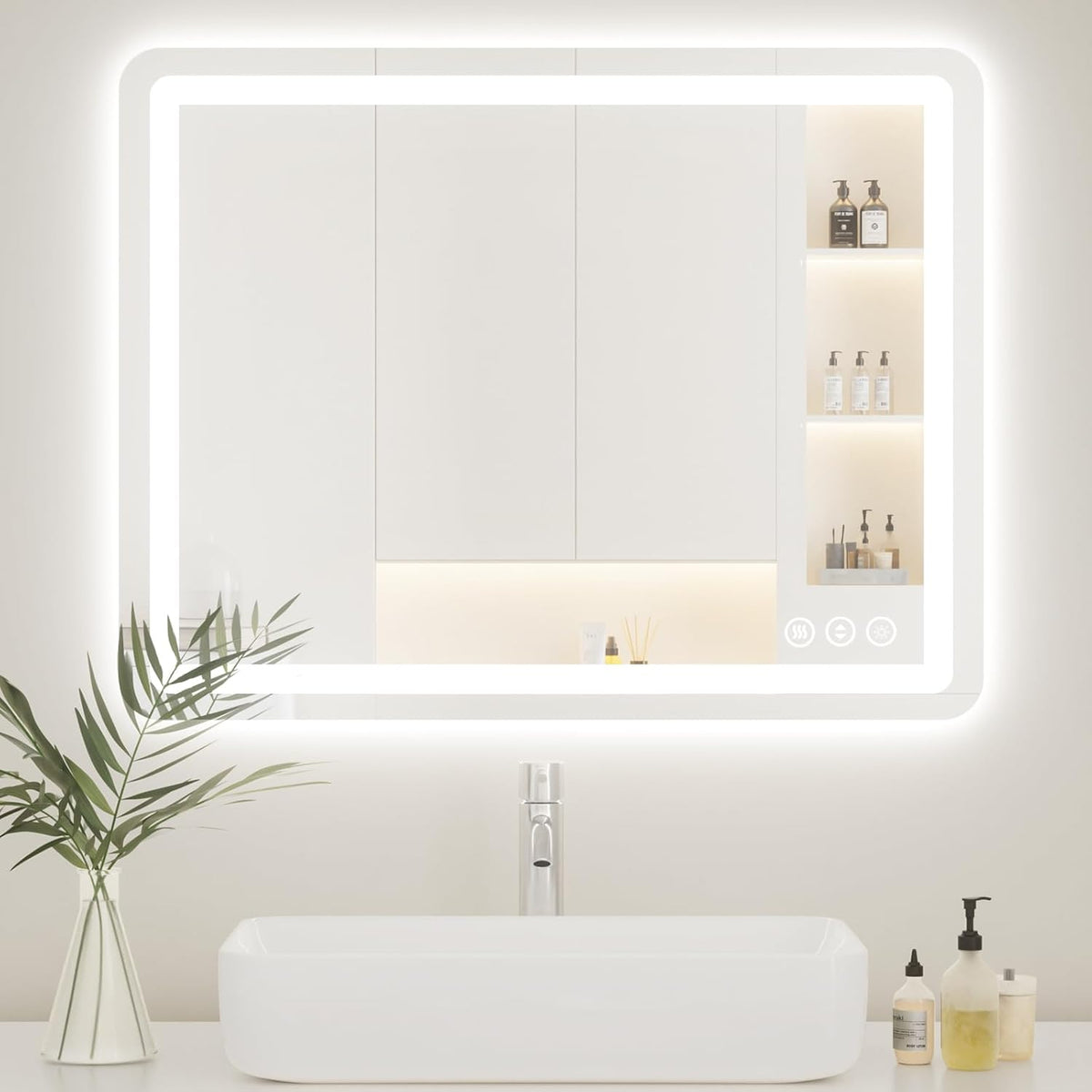Lmsedf 24" x 32"Rectangle LED Bathroom Mirror with Lights, Backlit & Front Lighted, Wall-Mounted Vanity Mirror 3000K/4000K/6000K, Memory Functions, Anti-Fog, Dimmable Smart Mirror - PuriLite