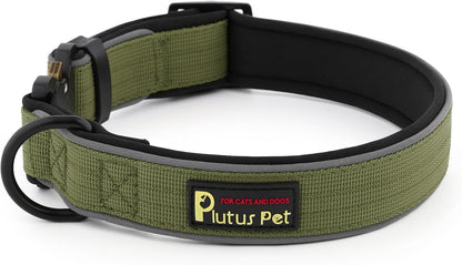 Plutus Pet Tactical Dog Collar, Reflective, Adjustable Heavy Duty Dog Collar, Soft Padded and Comfortable, for Small Medium and Large Dogs (Red, L) - PuriLite