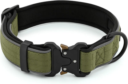 Plutus Pet Tactical Dog Collar, Reflective, Adjustable Heavy Duty Dog Collar, Soft Padded and Comfortable, for Small Medium and Large Dogs (Red, L) - PuriLite