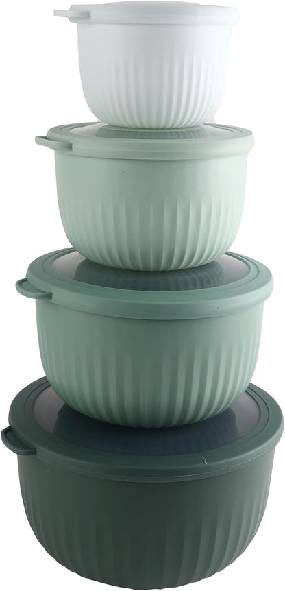 COOK WITH COLOR Prep Bowls with Lids- 8 Piece Nesting Plastic Small Mixing Bowl Set with Lids (Teal Ombre) - PuriLite