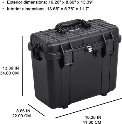 MEIJIA Portable Waterproof Protective Hard Case,Camera Case with Customizable Fit Foam Inserted, Elegant Black (9.17"x 7.56"x4.33") - PuriLite