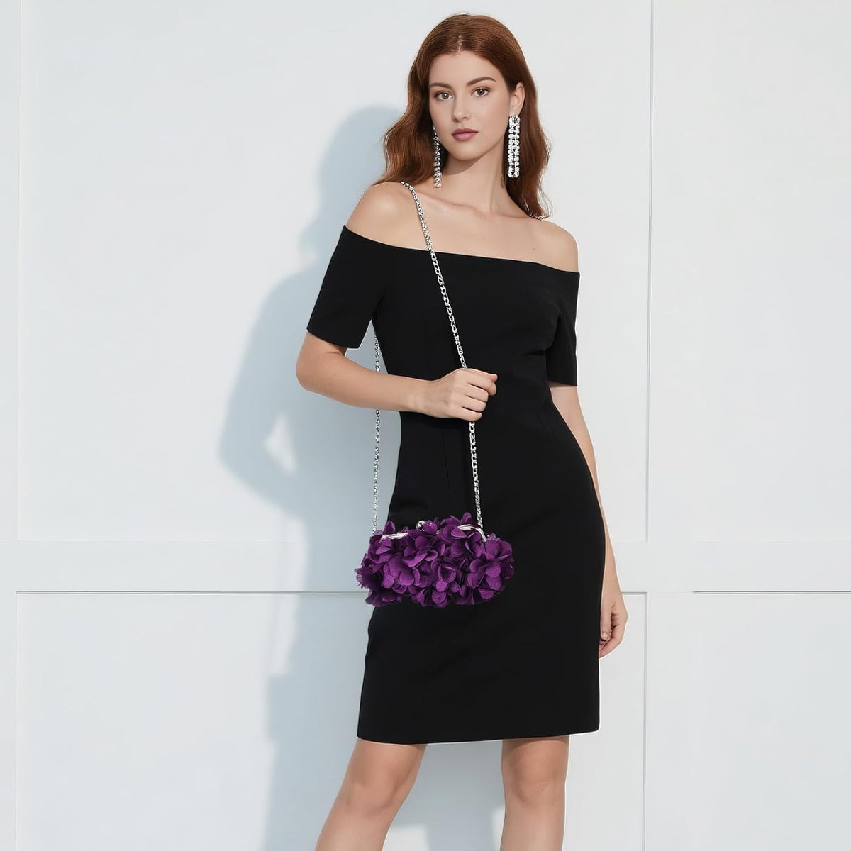 JAMBHALA Clutch Evening Handbags Floral Appliques Small Clutch Purses for Women - PuriLite