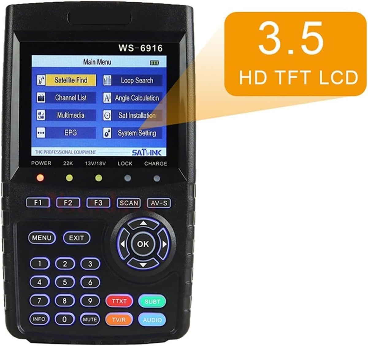 WS-6916 DVB-S2/S Sat Finder Satellite Receiver Satellite Signal Finder Meter for Dish Network Directv - PuriLite