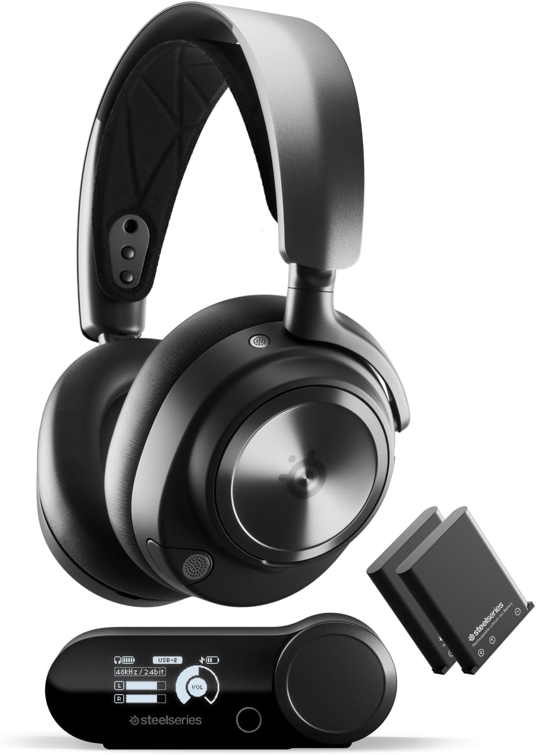 NEW SteelSeries Arctis Nova Pro Wireless Multi-System Gaming Headset - Premium Hi-Fi Drivers - Active Noise Cancellation - Infinity Power System - ClearCast Gen 2 Mic - PC, PS5/PS4, Switch, Mobile - PuriLite