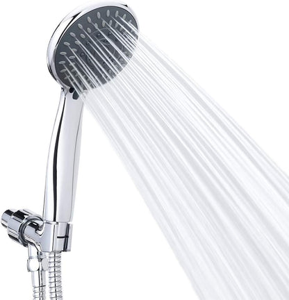 Shower Head, High Pressure Handheld Showerhead with Hose, 5 Settings Chrome Finished Hand Held Rainfall Shower Set- Including Bracket Teflon Washer - PuriLite