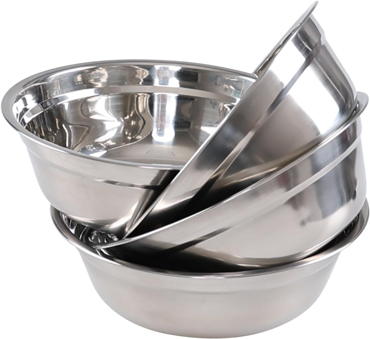 Tyminin Set of 4 Stainless Steel Serving Bowls, Metal Prep Mixing Bowls for Kitchen - PuriLite