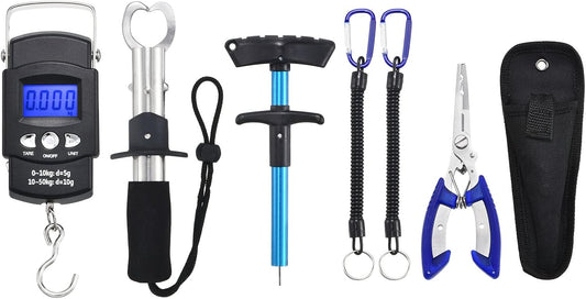 PATIKIL Hook Remover Tools Kit, Fishing Tool Kit With Plier, Lip Gripper, 110lb Digital Scale, Lanyard and Sleeve - PuriLite