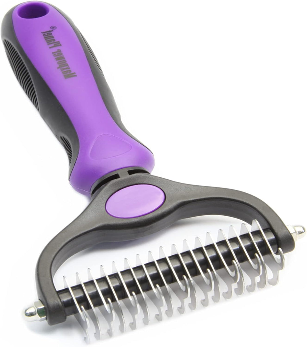 Maxpower Planet Pet Grooming Brush - Double Sided Shedding, Dematting - Undercoat Rake for Dogs - Dog Grooming Brush - Deshedding Brush for Dogs - Dog Brush, Cat Brush, Reduce Shedding by 95%, Black - PuriLite
