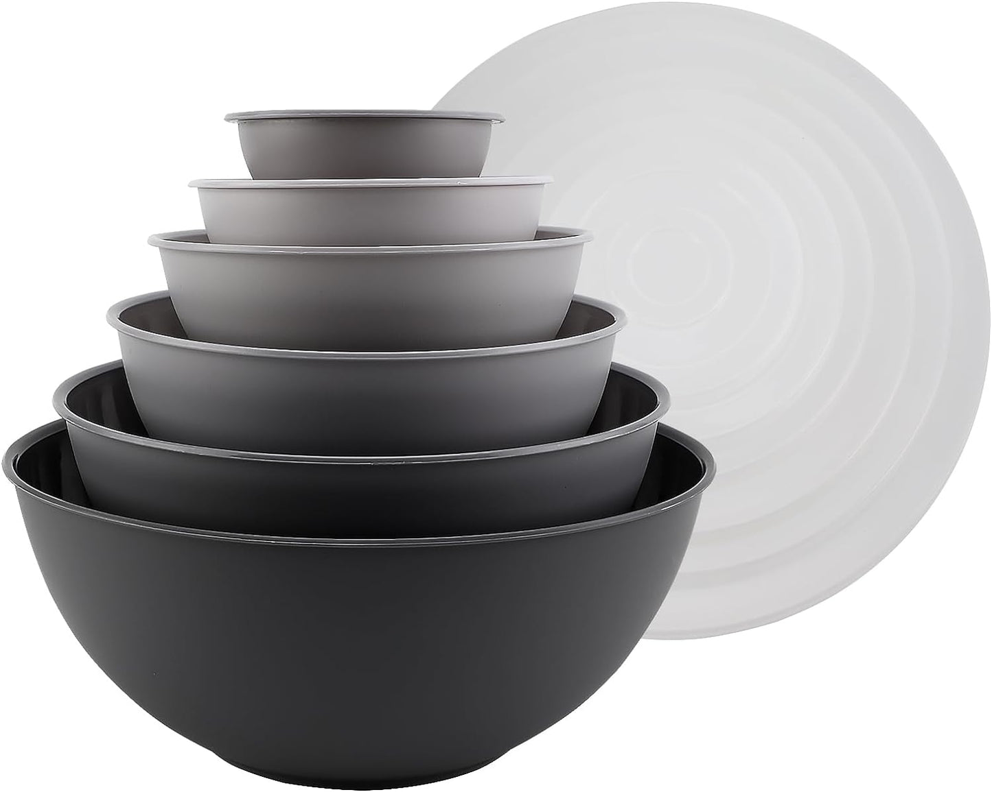 COOK WITH COLOR Mixing Bowls with TPR Lids - 12 Piece Plastic Nesting Bowls Set Includes 6 Prep Bowls and 6 Lids, Microwave Safe Mixing Bowl Set (Mint) - PuriLite