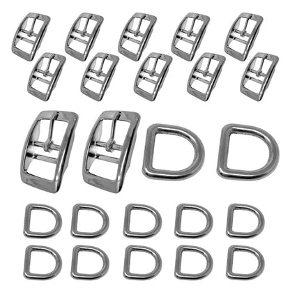 Regal Dog Products 1" Inch Double Bar Buckle and Matching D-Ring in Nickel Plated Hardware (6-pack) - PuriLite
