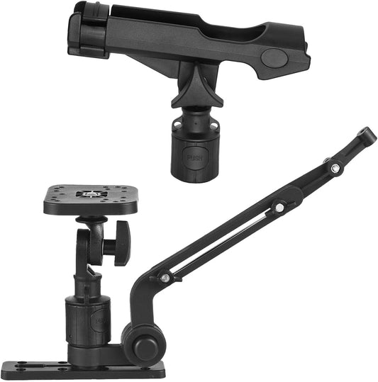 HXBER Kayak Fish Finder Mounting Plate Kayak Boat Transducer Mounting Arm with Adjustable Fishing Pole Holder - PuriLite