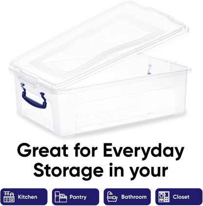 Superio Storage Bins with Lids- 3 Pack, 1.85 Qt Clear Boxes for Organizing, Stackable Plastic Containers- BPA Free, Non-Toxic, Odor Free, Organizer for Home, Office, Dorm - PuriLite