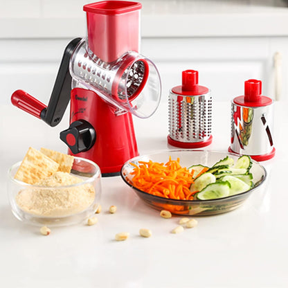 Geedel Kitchen Cheese Grater, Rotary Mandoline Vegetable Slicer with Interchangeable Blades, Easy to Use Rotary Grater Slicer for Fruit, Vegetables, Nuts - PuriLite