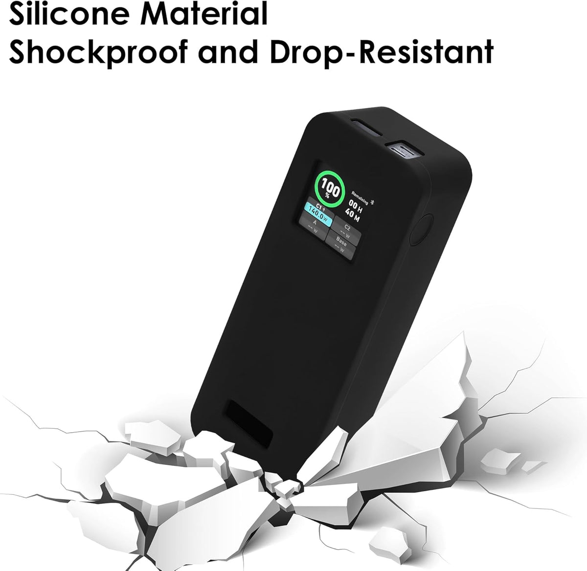 Power Bank Silicone Case, Compatible with Anker 27650mAh 250W Power Bank, Fully Protective, with Precise Interface Openings, Shockproof and Portable (Black) - PuriLite