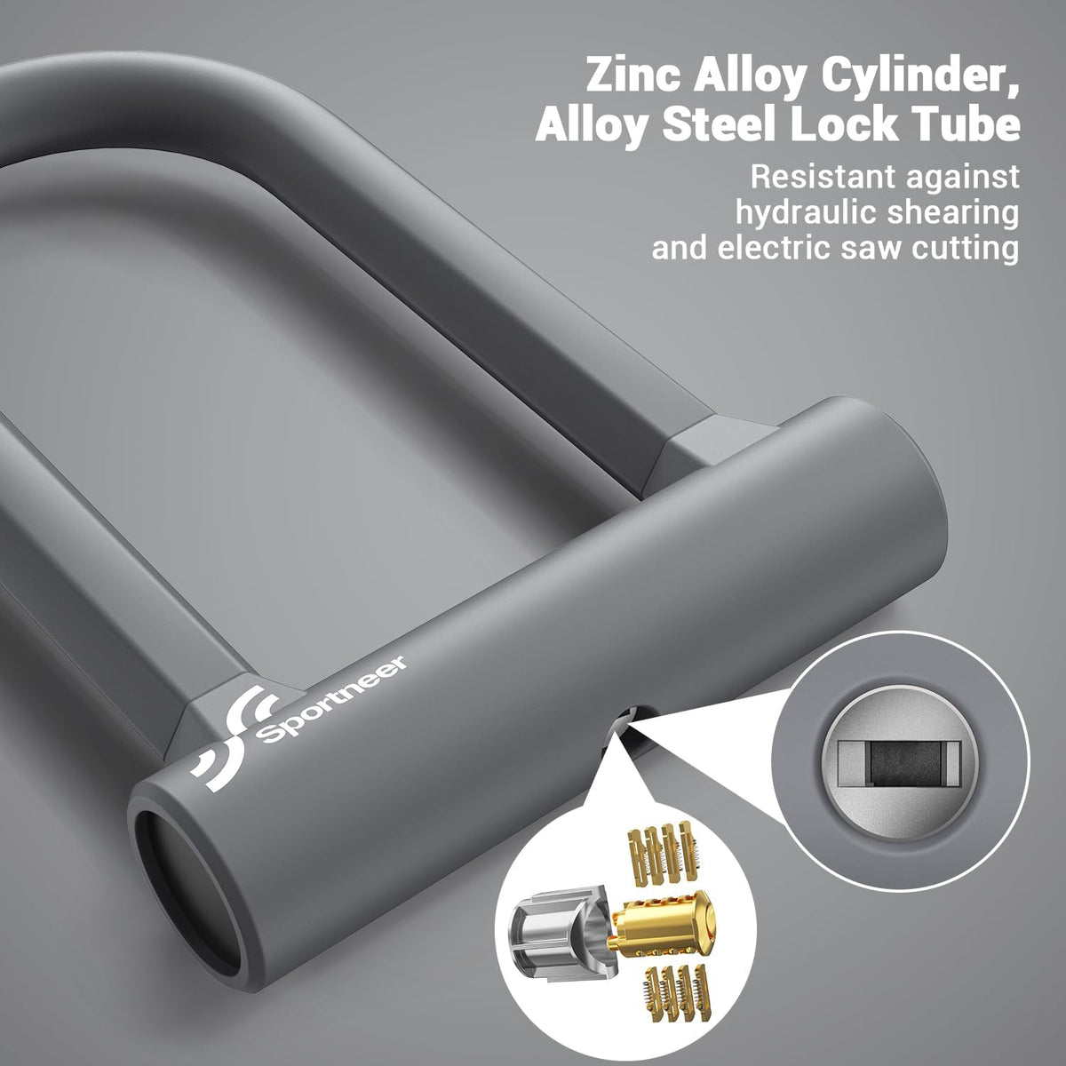 Sportneer Bike Lock: 17mm Heavy Duty Bike U Lock - High-Security Anti-Theft with 12mm x1.5m Steel Cable, 8''x5'' Compact Design, Includes Mounting Bracket for Mountain/Road/Folding/Electric Bikes - PuriLite