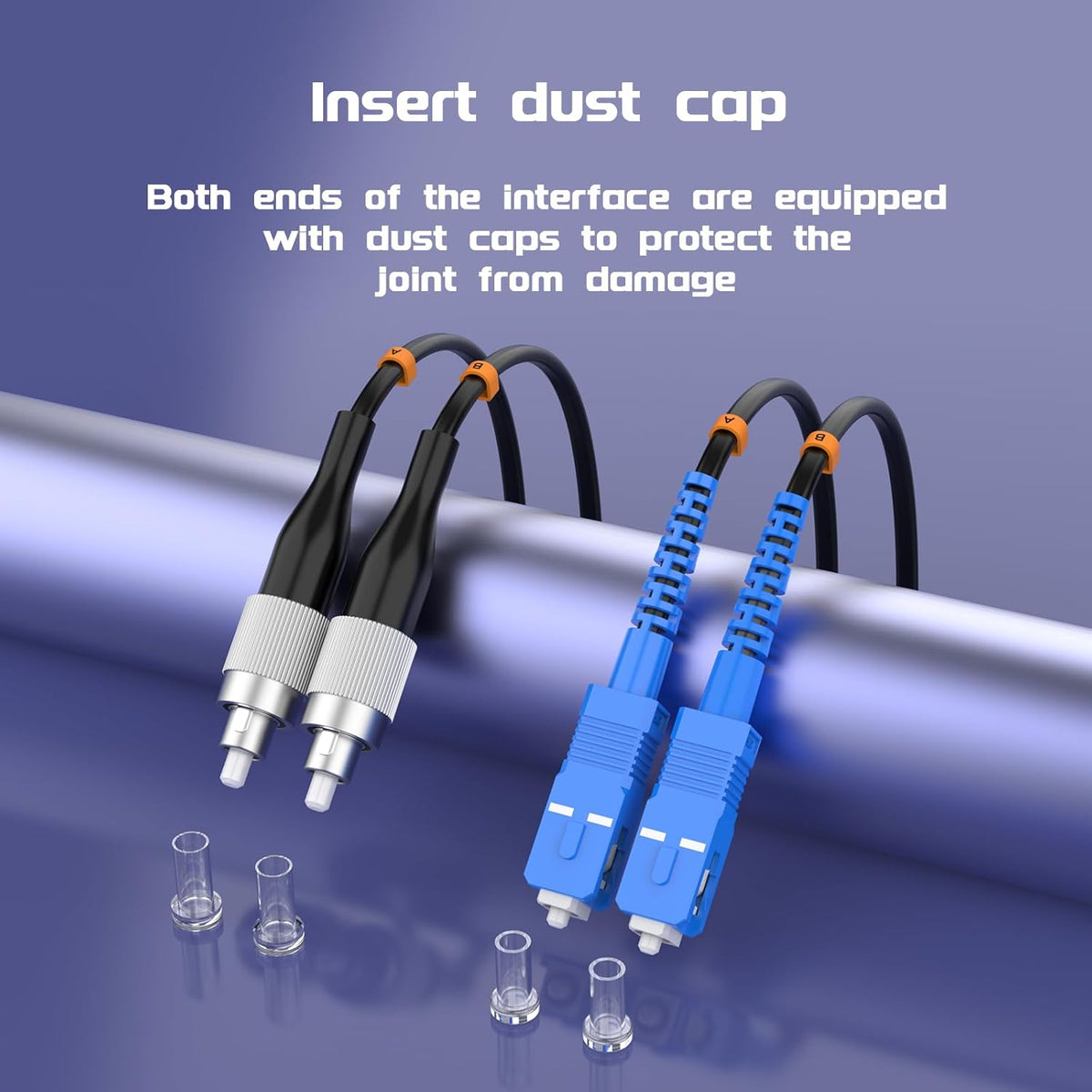 Buacoz 200 Meters LC to LC UPC Outdoor Armored Fiber Patch Cable, 9/125um Single Mode Duplex Fiber Optic Internet Cables, Jumper Optical Patch Cord, (200M/656ft), TPU Black - PuriLite