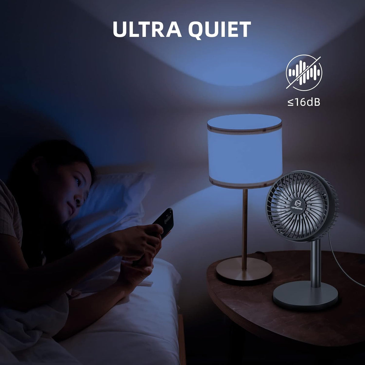 6 Inch Desk USB Fan with 4 Speeds - Adjustable Height, 72° Rotation, Quiet Table Fan for Home Office Cooling - PuriLite