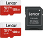 Lexar E-Series 128GB Micro SD Card 2 Pack, microSDXC UHS-I Flash Memory Card with Adapter, 100MB/s, C10, U3, A1, V30, Full HD, 4K UHD, High Speed TF Card - PuriLite
