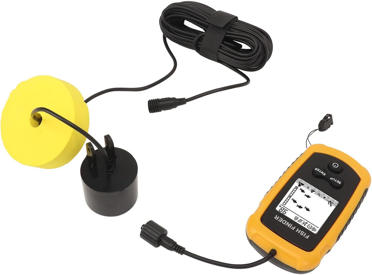 Akozon Portable Fish Depth Finder with LCD Display Handheld Fish Finder for Kayak and Boat Fishing, 200kHz Sonar Frequency, Castable - PuriLite