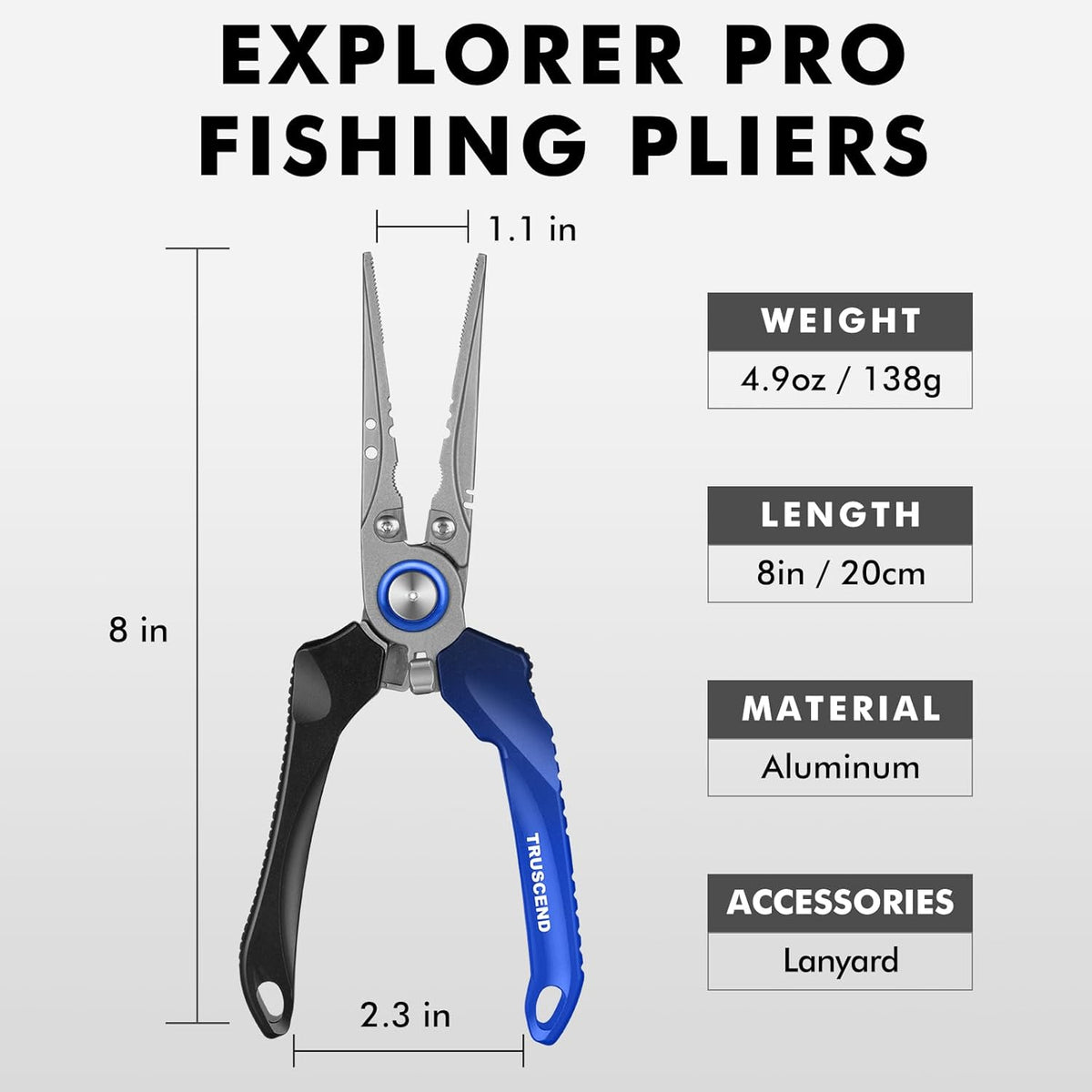 TRUSCEND Lockable Handy Fishing Pliers with Innovative Ergonomic Handle, Saltwater Corrosion Resistant Teflon Coated Fishing Tool, Multi-Function Fishing Gear with Mo-V Cutter, Amazing Fishing Gift - PuriLite