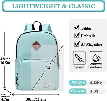 VASCHY Lightweight School Backpack for Women with Sleeve for 14" Laptop - PuriLite