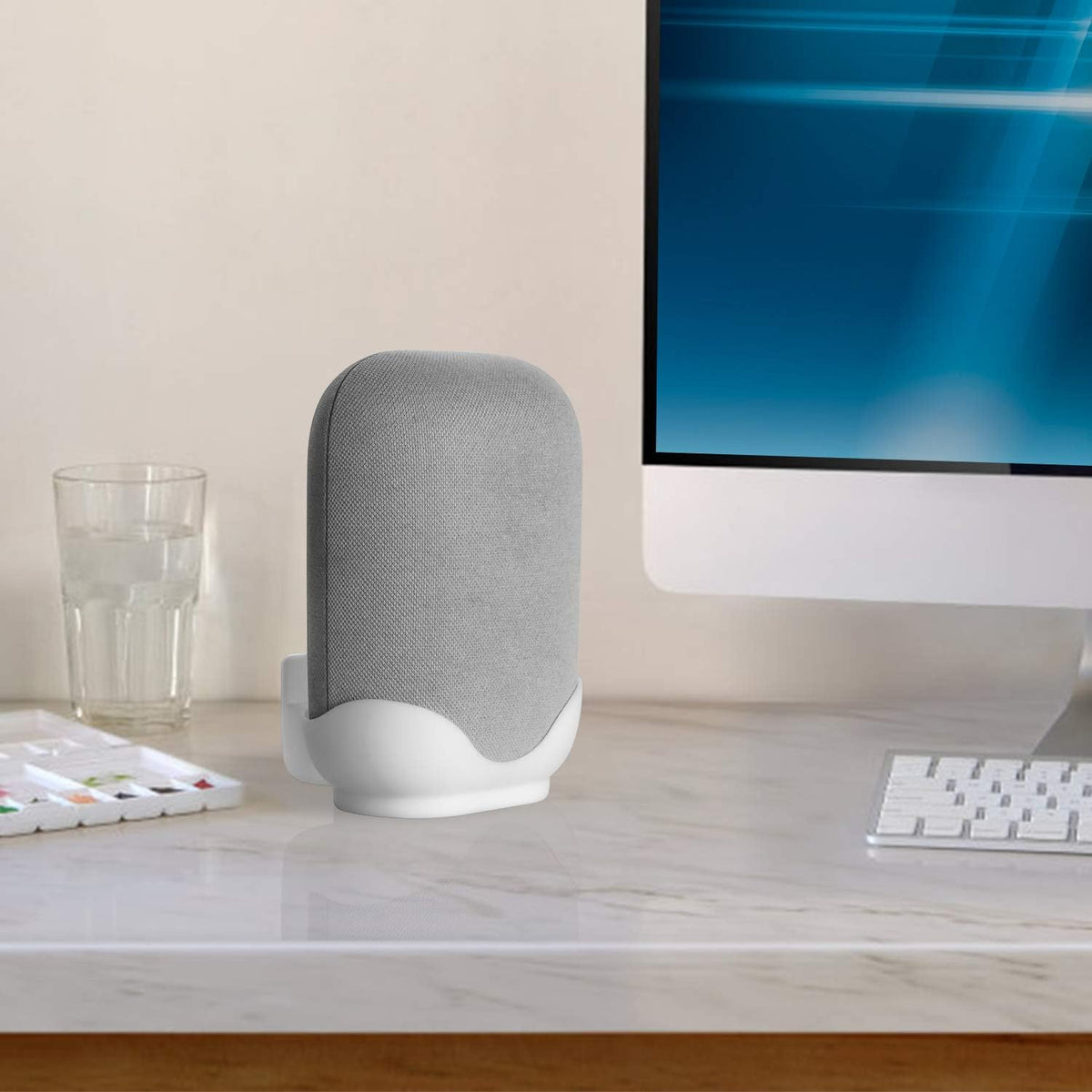 LeongLzt Ouligei Google Nest Audio Speaker Wall Mount/Bracket, in-Built Cable Management System & Easy Installation Speaker Holder Shelf Stand - Elegant & Durable Space Saving Accessory - PuriLite