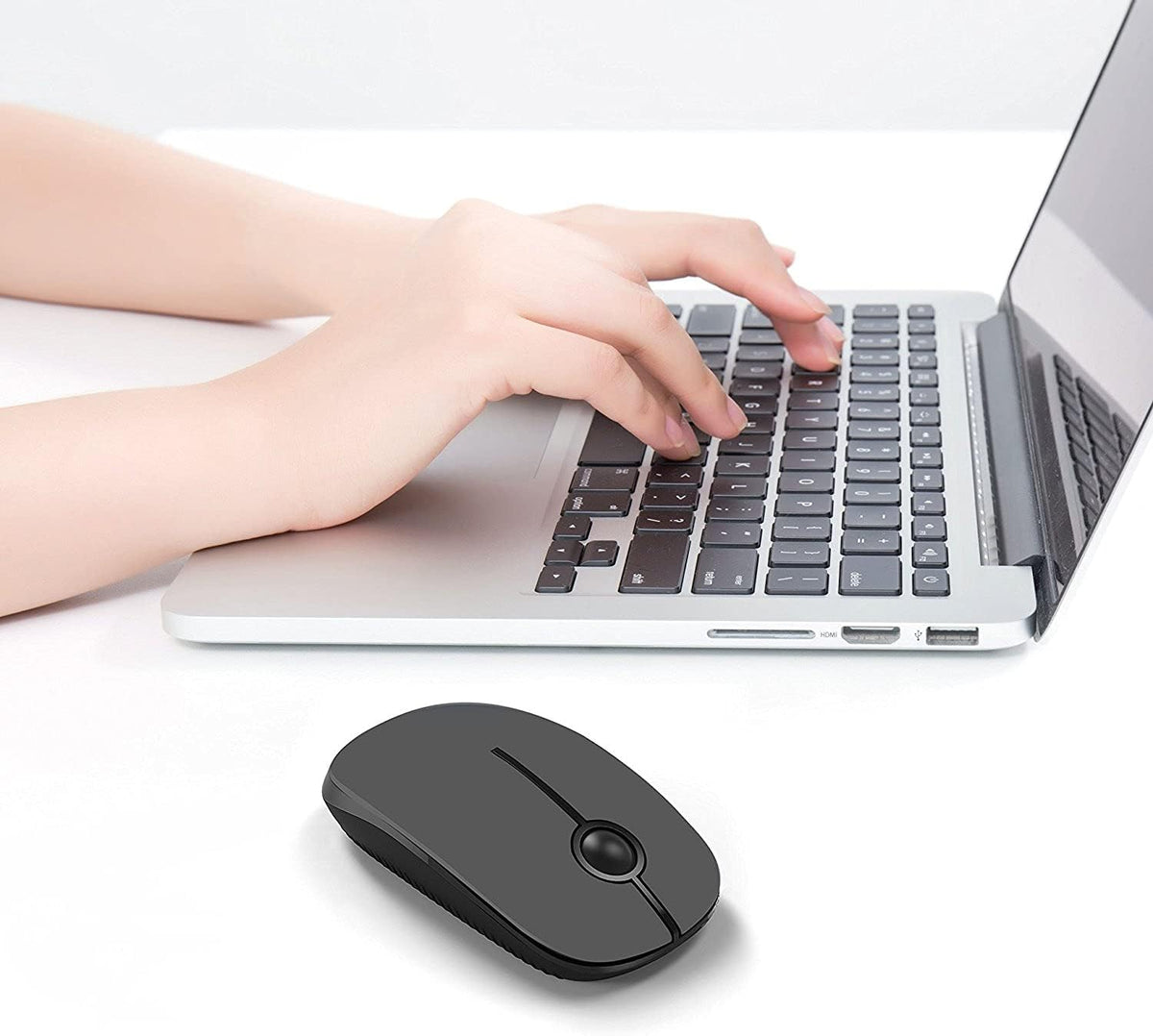 Wireless Mouse, Vssoplor 2.4G Slim Portable Computer Mice with Nano Receiver for Notebook, PC, Laptop, Computer (Black and Gray) - PuriLite