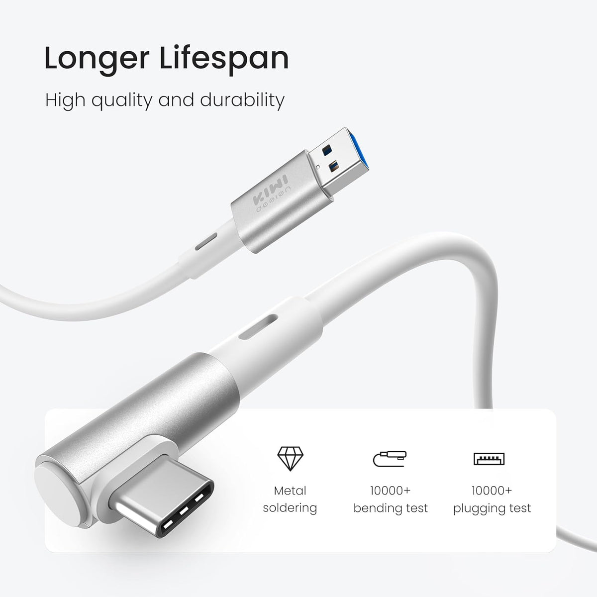 KIWI design 16FT Link Cable Compatible with Oculus/Meta Quest 3S Accessories, and Quest 3/2/Pro/Pico 4, USB3.0 Link Cable with 5Gbps Super Speed - PuriLite